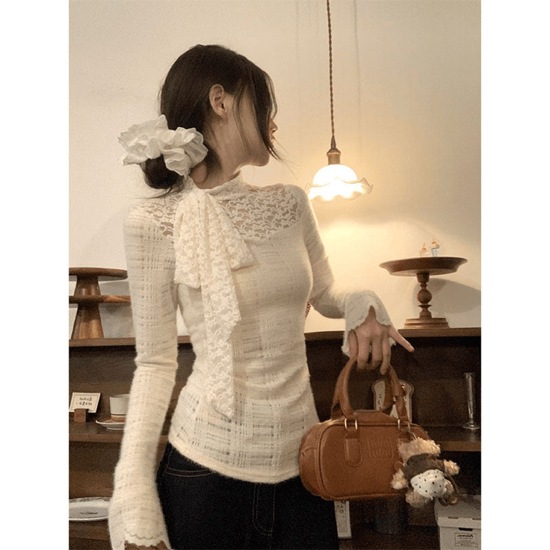 French Style Design Lace Bottoming Shirt For Women