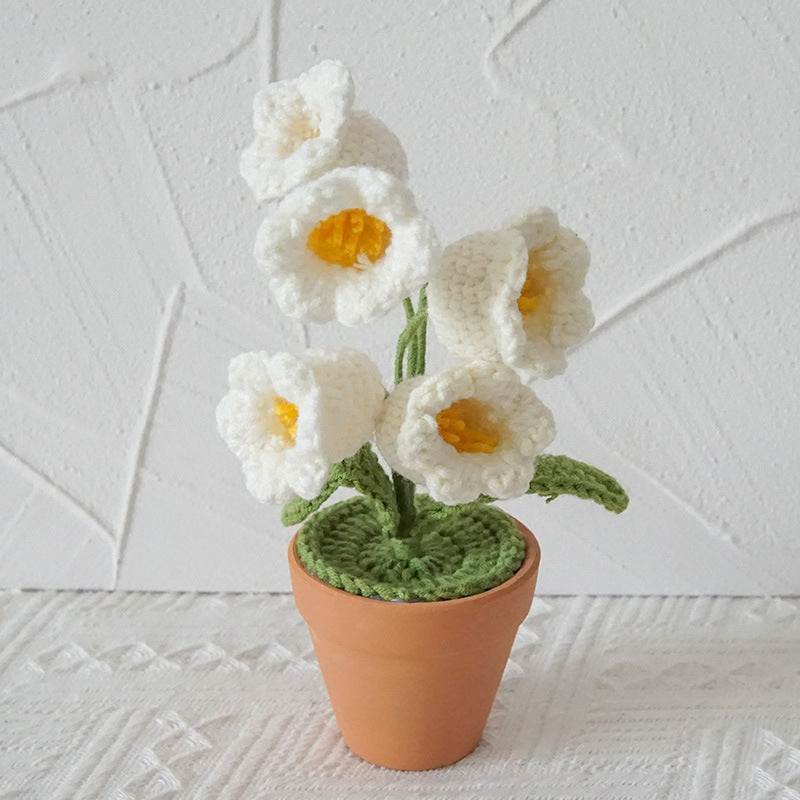 Hand Woven Mini Small Potted Flowers