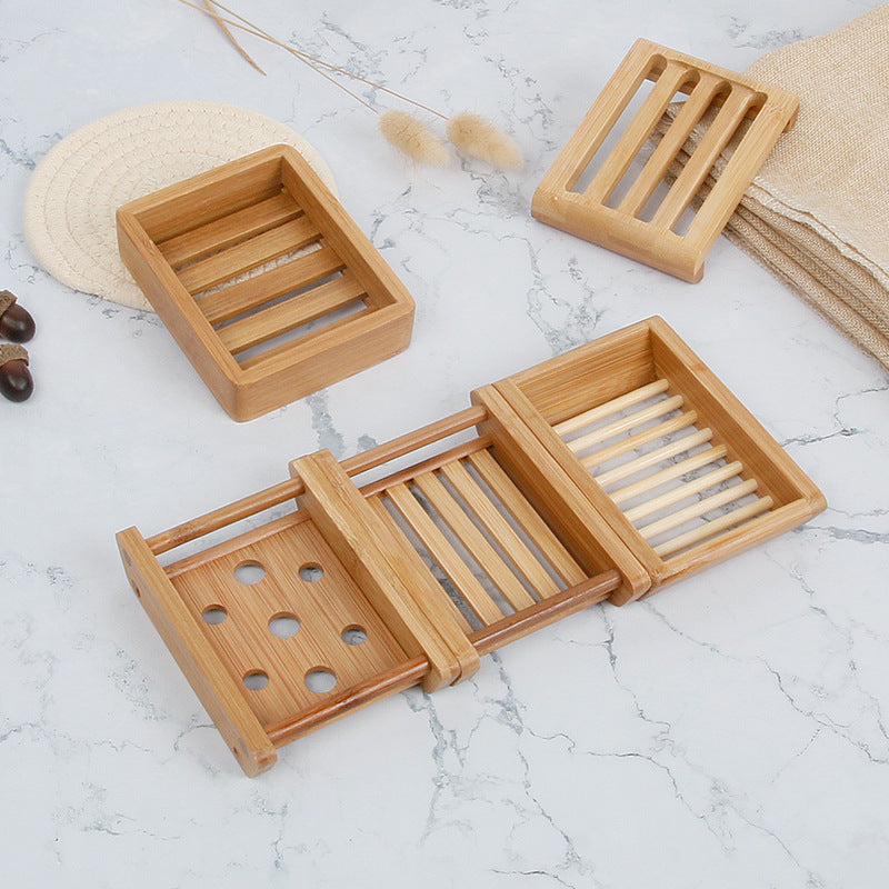 Bamboo and wood drain soap box soap dish