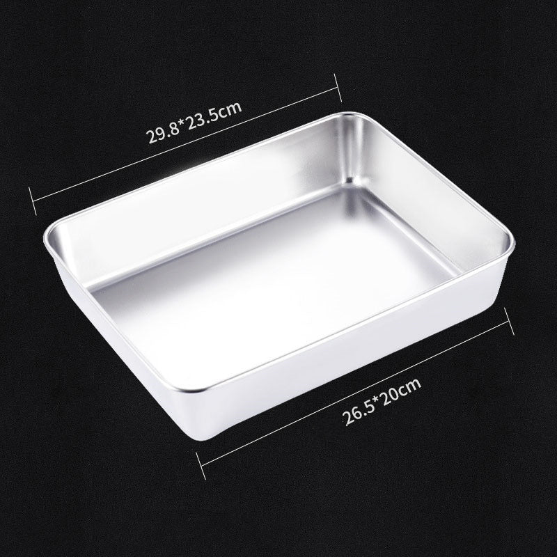 Stainless Steel Rectangular Plate Kitchen Preparing Plate Household With Lid