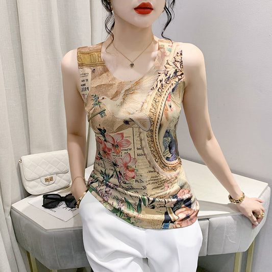 Fashion Printing Sweater Vest Women