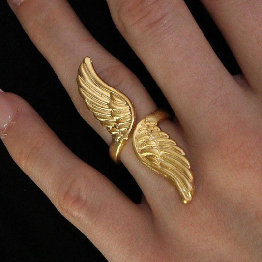 Stainless Steel Exaggerated Peace Dove Wings Vintage Ring