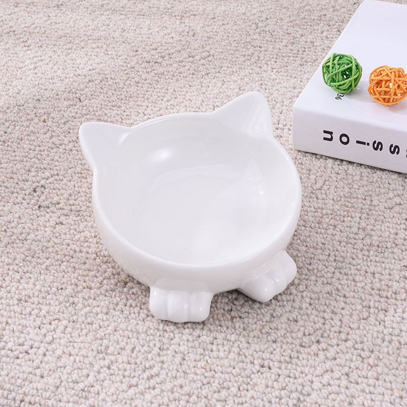 Ceramic Cat Bowl Anti Overturn Slanted Mouth