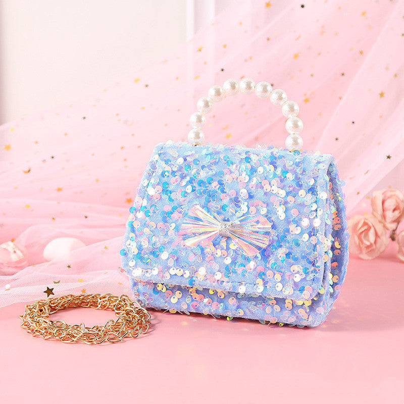 Women's Fashion Pearl Princess Portable Sequin Bag