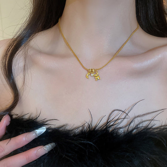 Moon Bear Pendant Gold-plated Necklace