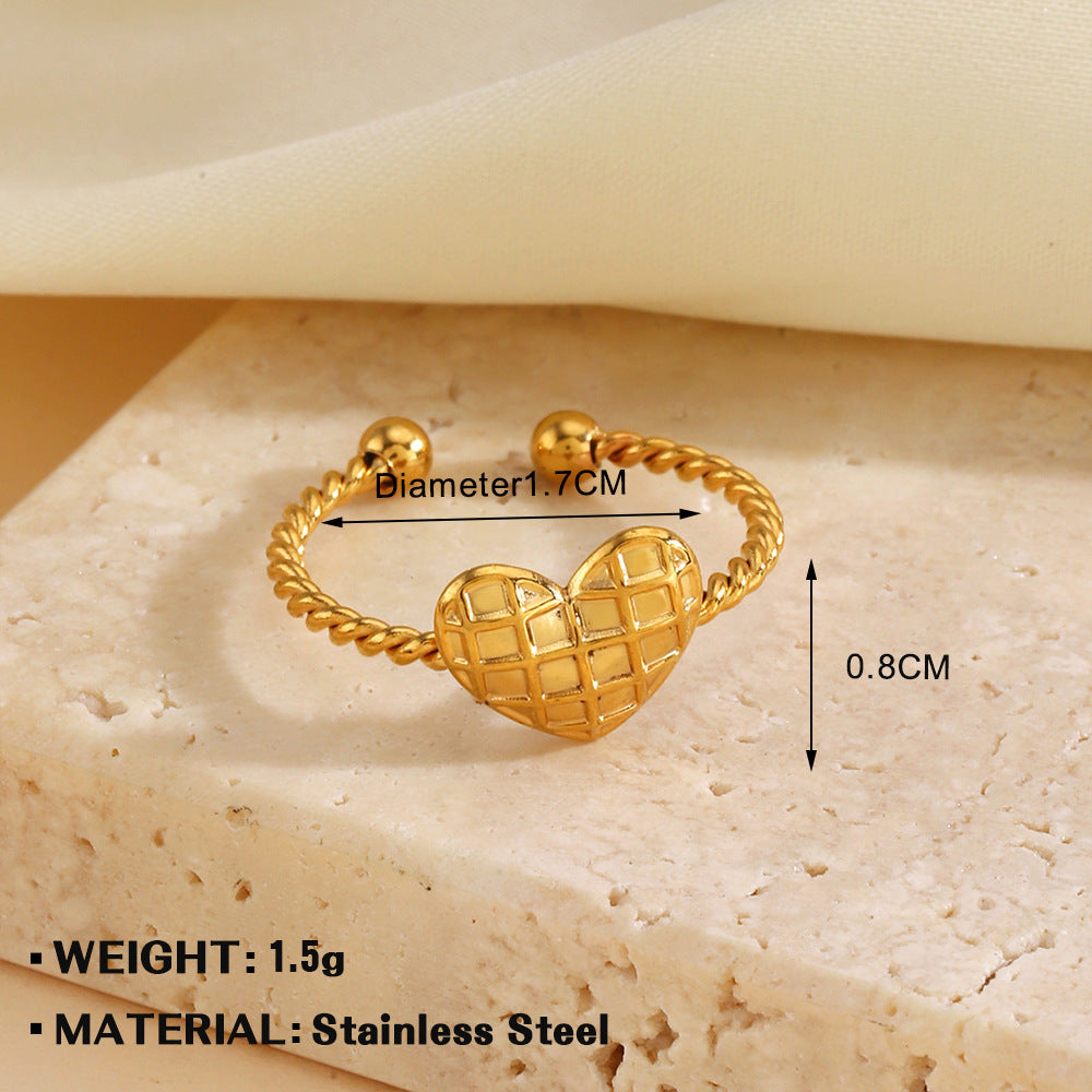 Gold-plated Sun Heart-shaped Open Ring Niche