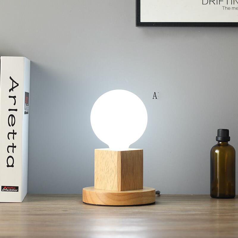 Modern Simple LED Night Light Wooden Decorative Table Lamp