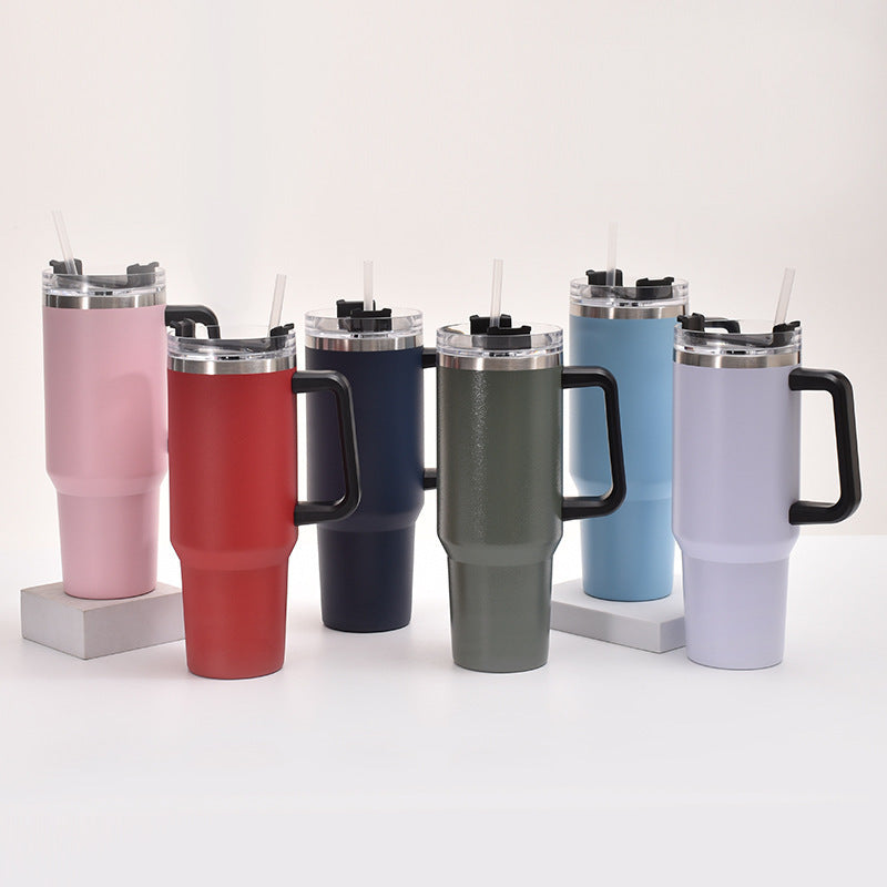 40oz Stainless Steel Thermos Cup Fashion Simple Handle Large Ice Cup