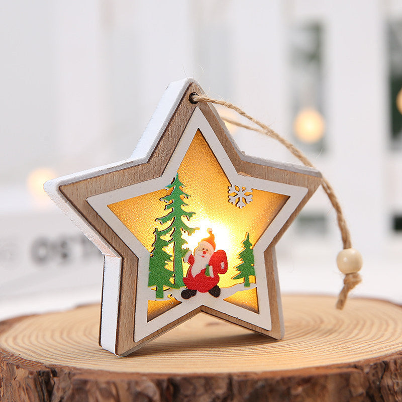 Christmas Decorations Wooden House Pendant