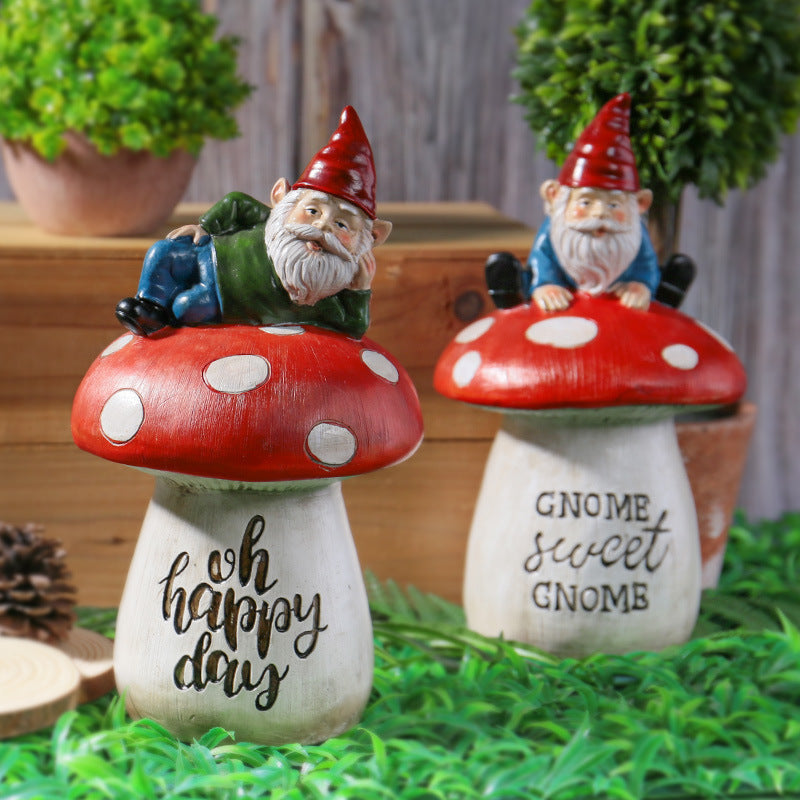 Garden Sitting Mushroom Decoration Garden Courtyard Elf Sculpture Landscape Decorations