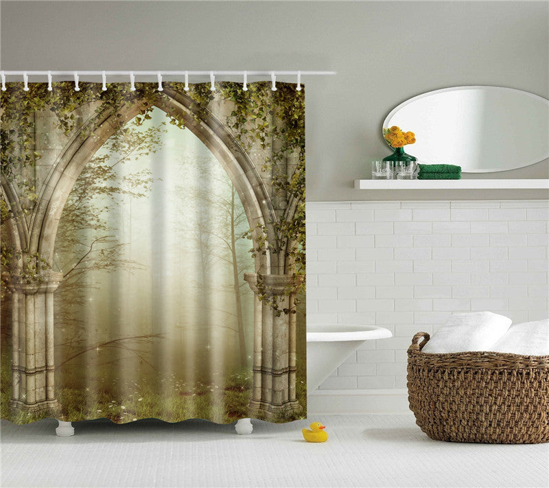 Garden Flowers Scenery Shower Curtains Bath Curtain Waterproof Bathroom Home Decor Washable Fabric Bathroom Screens