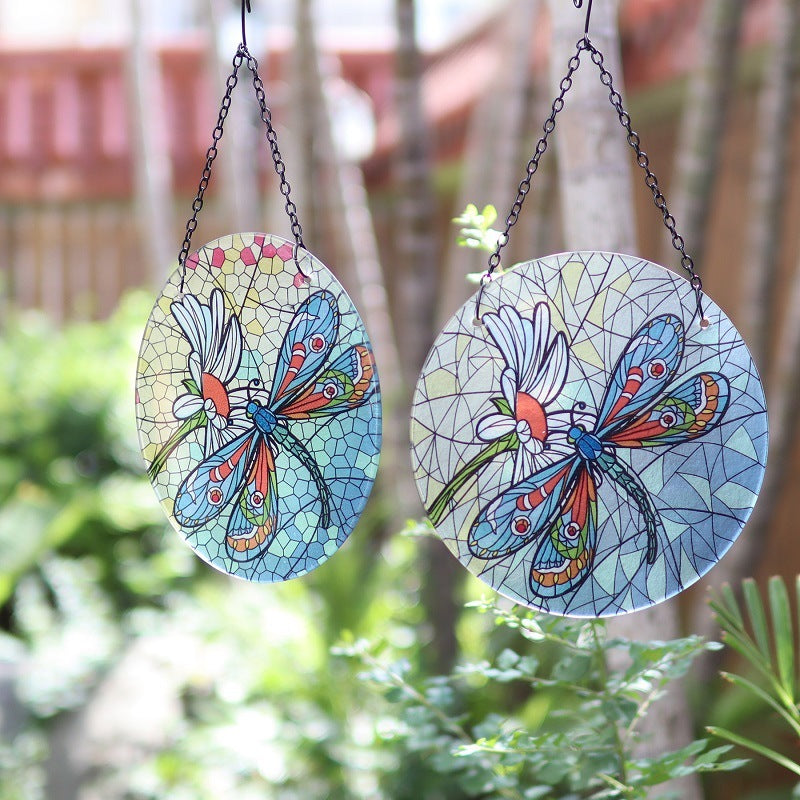 Dragonfly Glass Hanging Wall Decoration Garden