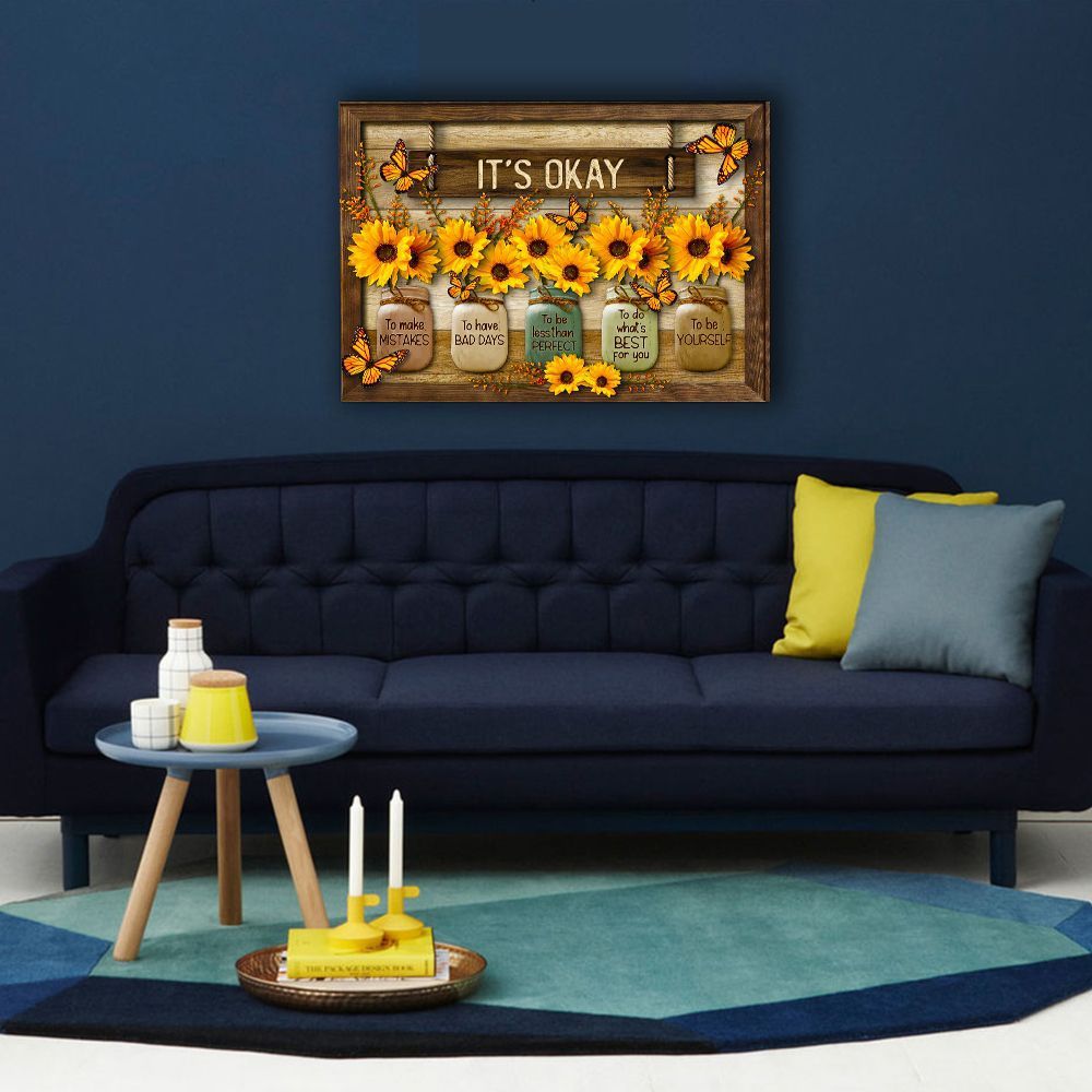 Butterfly Sunflower Hanging Painting Canvas