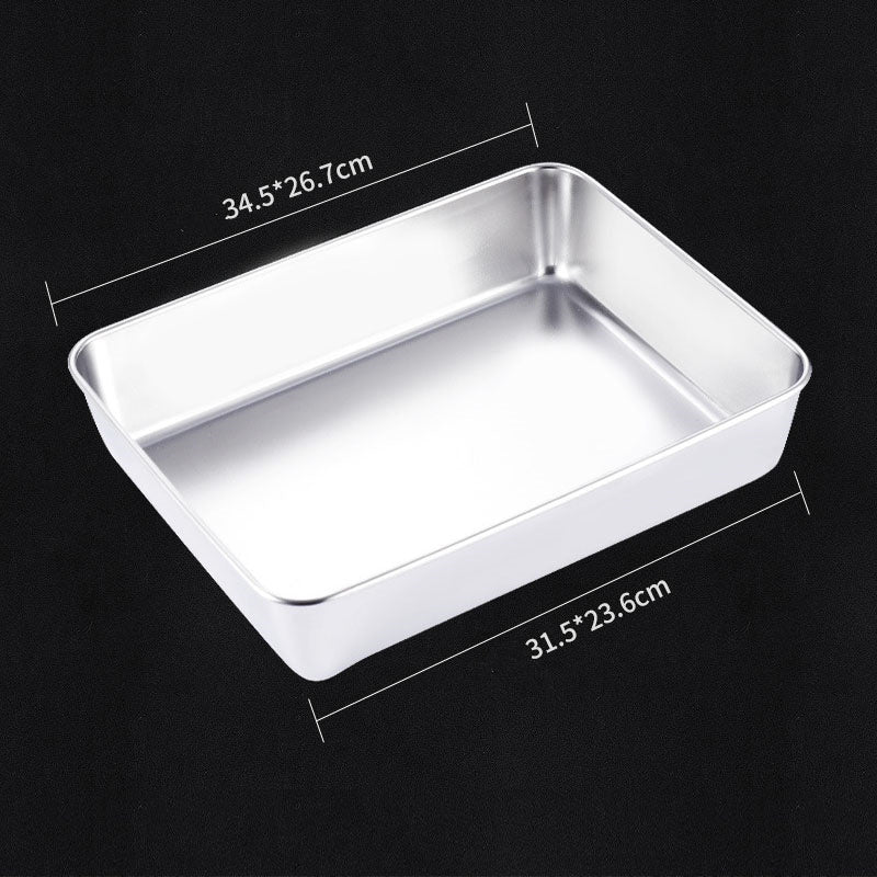 Stainless Steel Rectangular Plate Kitchen Preparing Plate Household With Lid