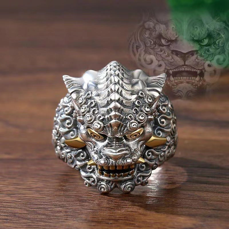 Antique Sterling Silver Tonlion Ring