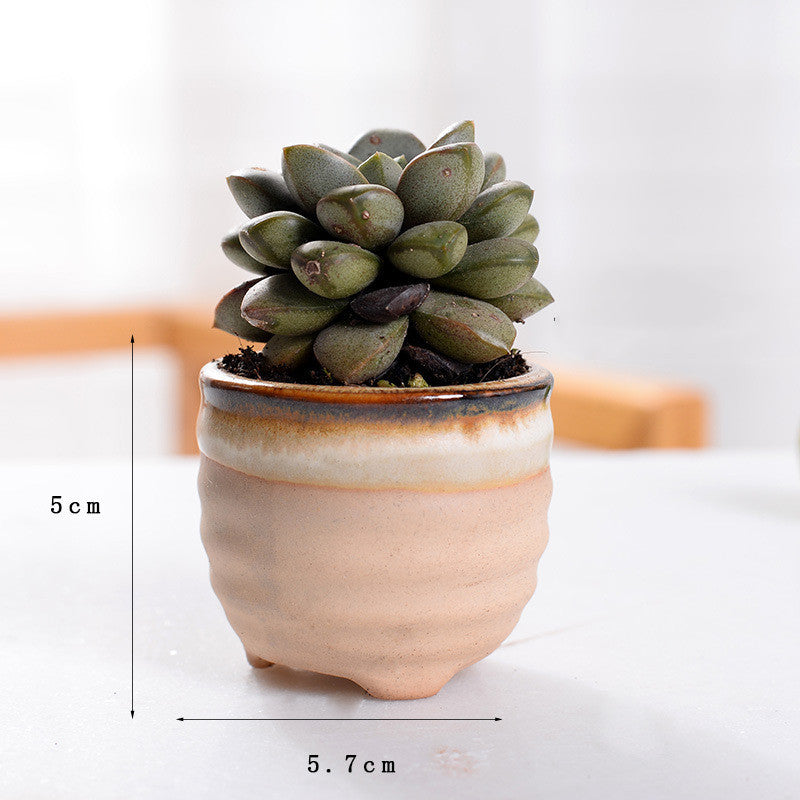 Ceramic Thumb Basin Flow Glaze Ceramic Flower Pot Desktop Decoration Flower