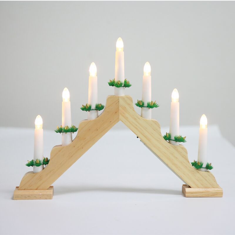 Christmas Window Decorations Wooden Candlesticks