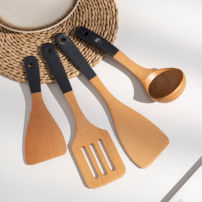 Household Non-stick Wooden Spatula Rice Spoon Wooden Soup Spoon Cookware Set