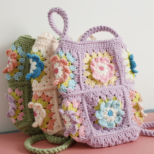 Fresh Flower Wool Crocheted Crossbody Small Hand-made Women's Bag