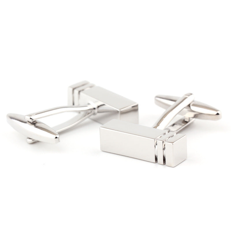 Rectangular Glossy Metal Cufflinks French Cuff French Shirt Men Women Cufflink