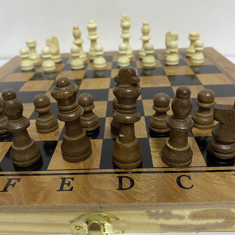 Wooden Wooden Box 3 In 1 Chess Western 29.5cm