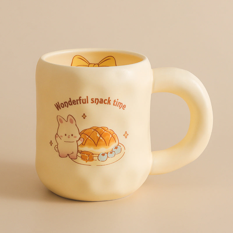 Cute Bread Mug With Lid Spoon