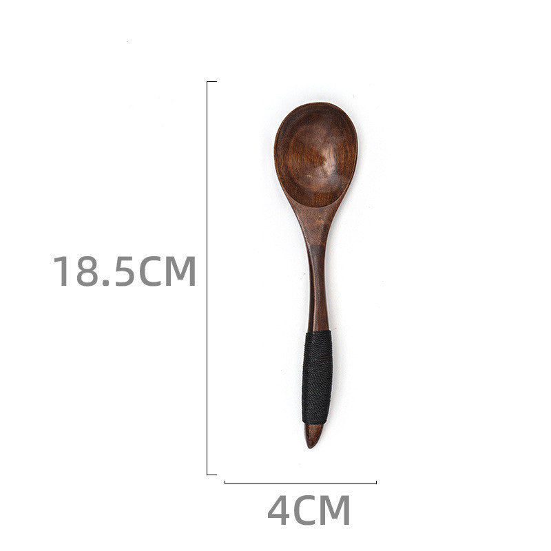 Japanese Style Wooden Long Handle Soup Instant Noodle Spoon