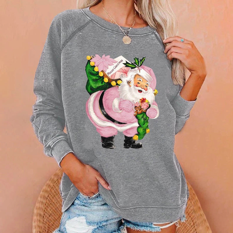 Women's Printed Long Sleeve Crew Neck Sweater