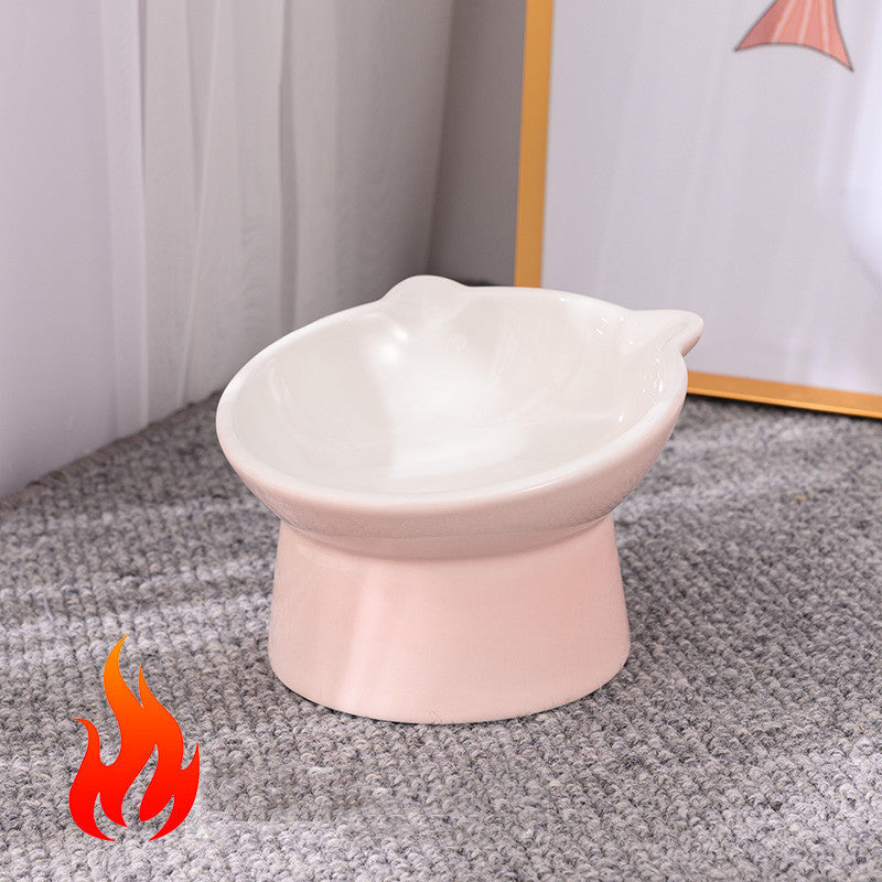 Ceramic Cat Bowl Anti Overturn Slanted Mouth