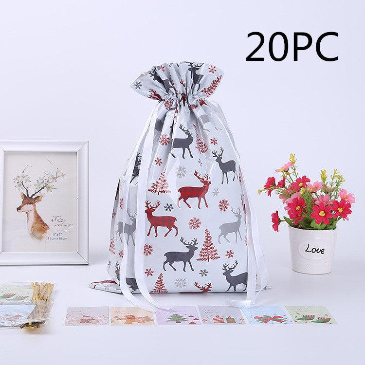 Christmas Gift Wrapping Bag Drawstring Decoration