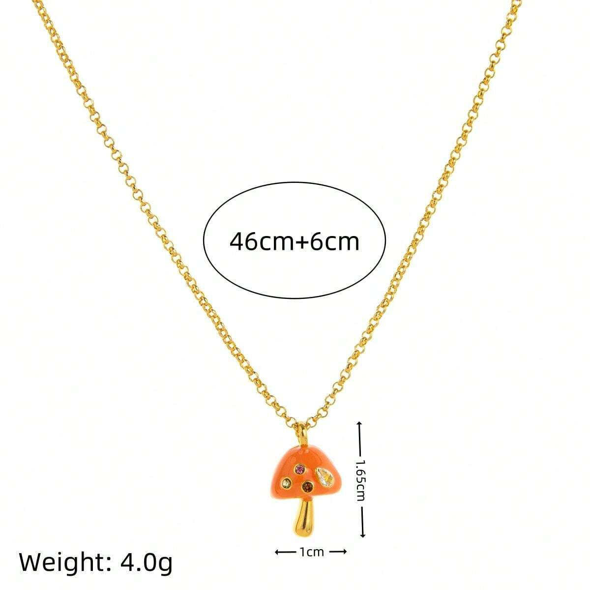 Ins Style Mushroom Cute Style Pendant Necklace Copper Plating 18K Gold