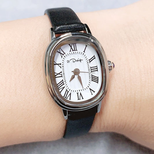 Women's Ins Style Special Interest Light Luxury High-grade Retro Roman Leather-belt Watch