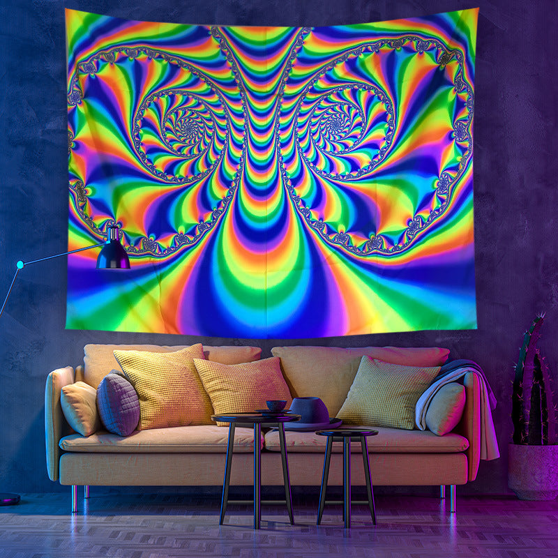 Fluorescent UV Light Psychedelic Mandala Background Ornament