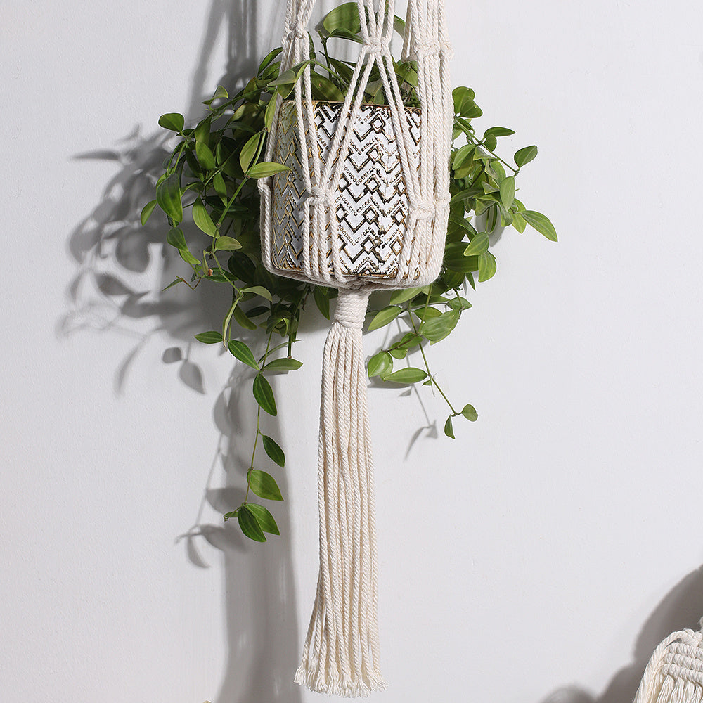 Gardening And Greening Flower Pot Cotton Rope Hanging Net Bag