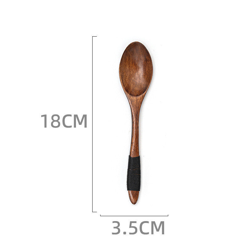 Japanese Style Wooden Long Handle Soup Instant Noodle Spoon