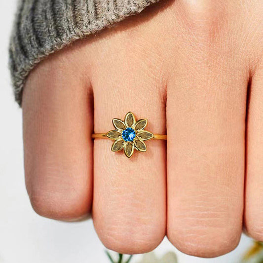 Flower Ring Female Fashion Inlaid Zircon