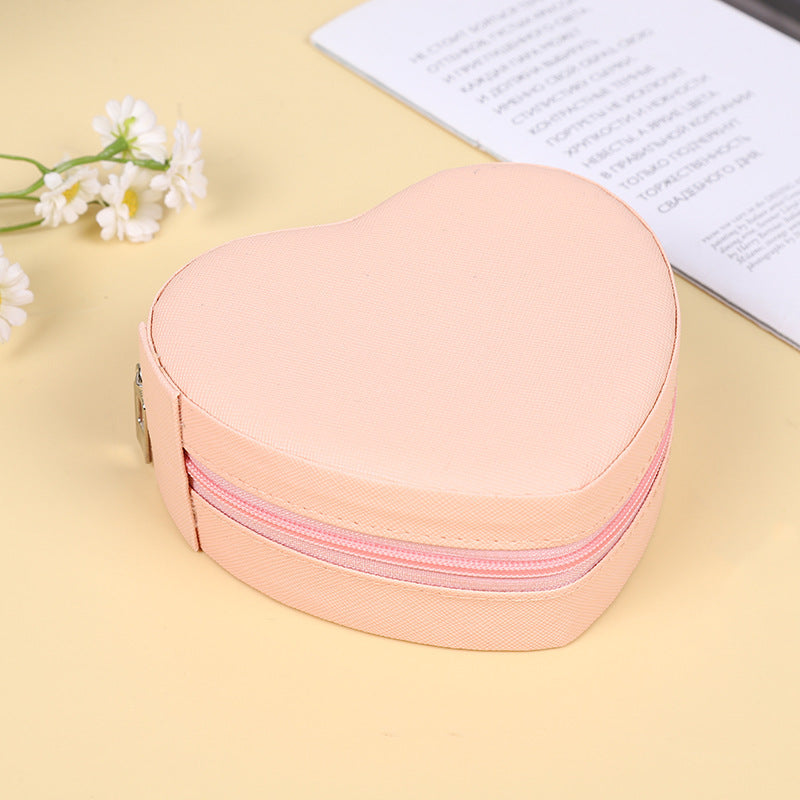 Heart-shaped Portable Travel Jewelry Storage Box