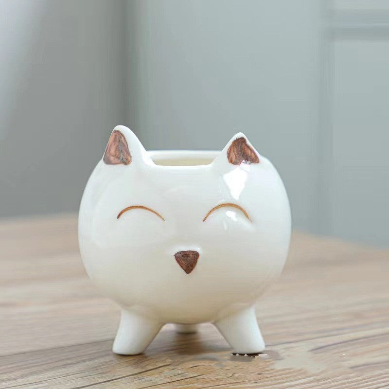 High Temperature Hand Painting Cartoon Animal Flowerpot