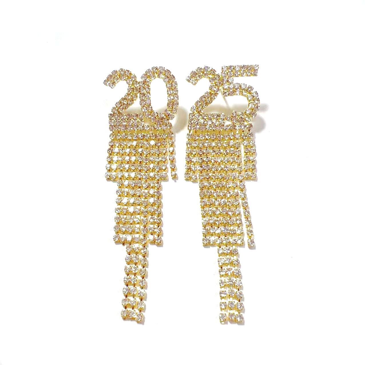 2025 Digital Rhinestone Letter Earrings