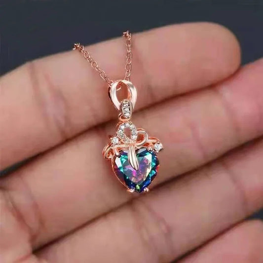 Fashion Love Pendant Necklace Heart-shaped Zircon Women's