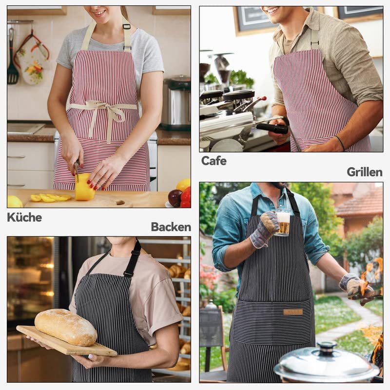 Halter Striped Polyester Restaurant Gardening Apron