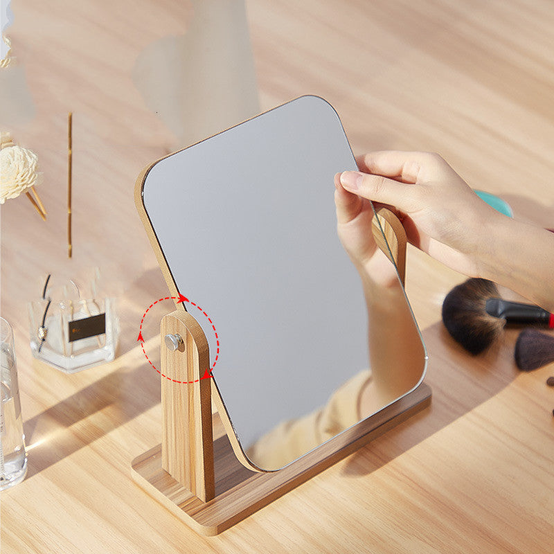 Wooden Folding Desktop Makeup Mirror