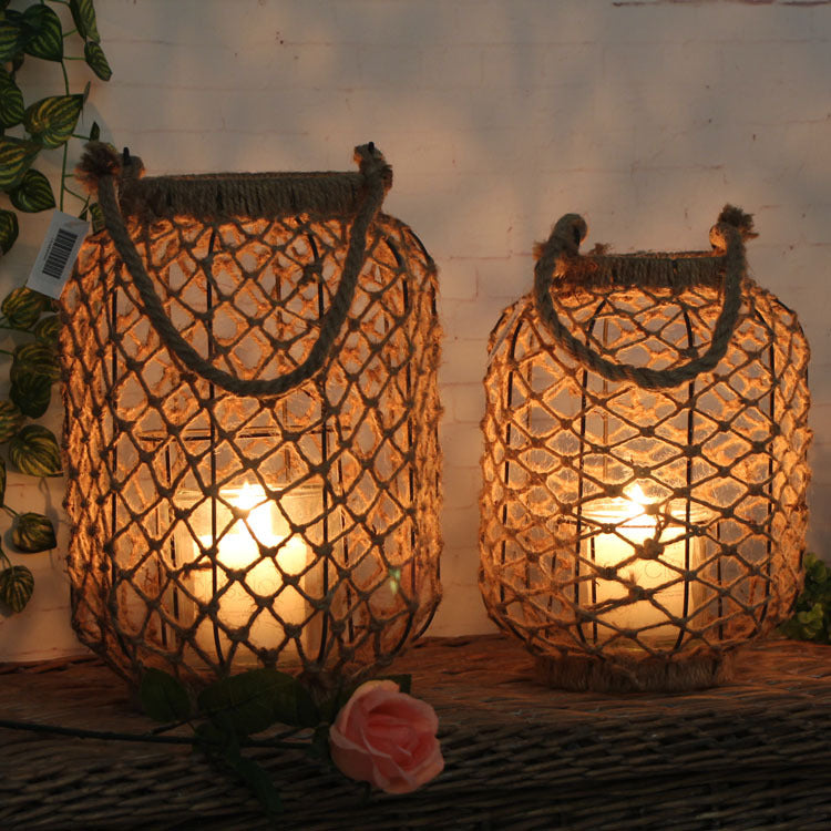 Hemp Rope Woven Lantern Garden Shade