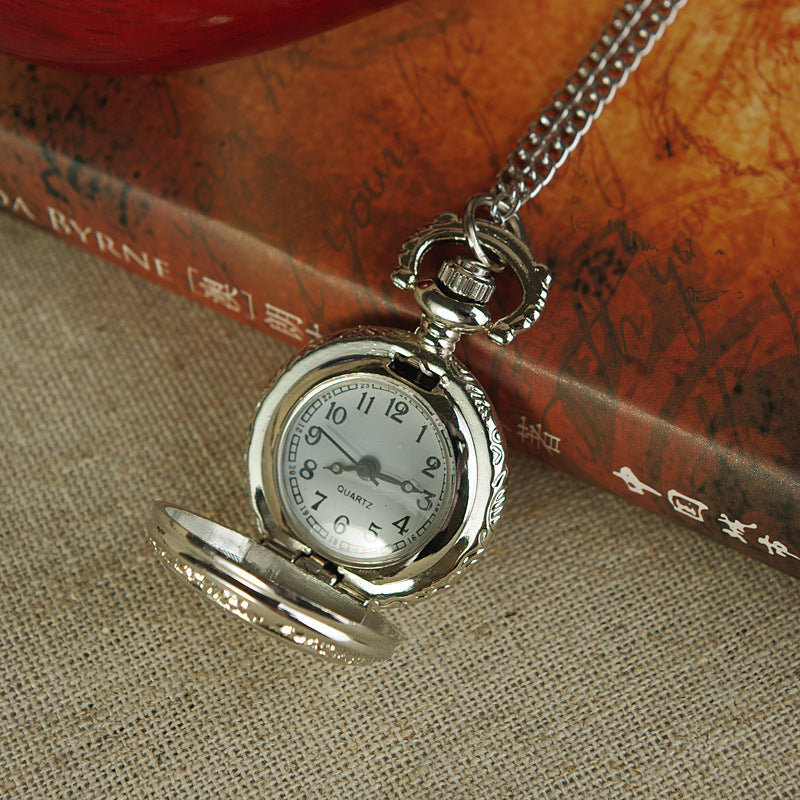 Small Hollow Silver Roman Digital Pocket Watch