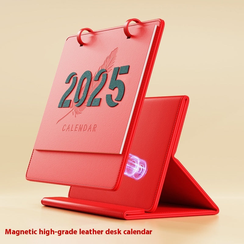 2025 Creative Magnetic Leather Frame Desk Calendar