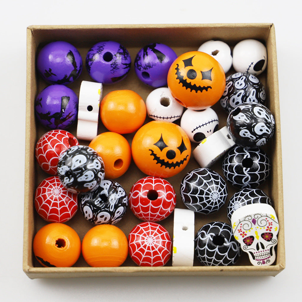 Wooden Halloween Colorful Wooden Bead Wooden Beads Pieces Accessories Crafts