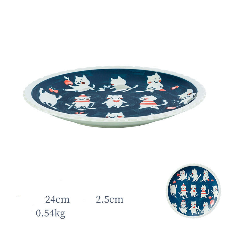 Fashion Tao Quju Cartoon Cute Dinner Plate Dish Cat Pattern