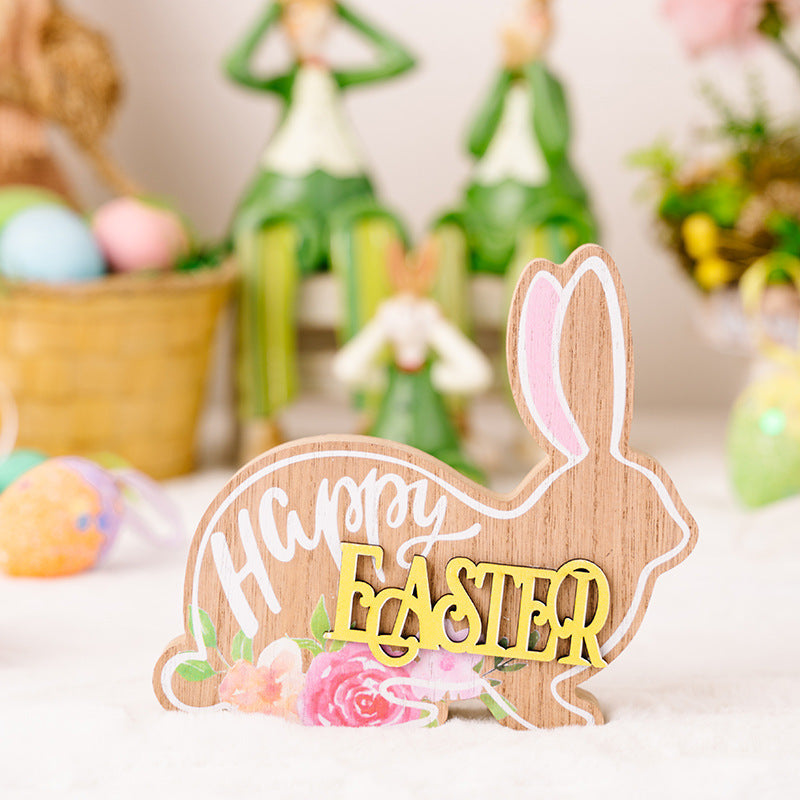 Easter Rabbit Decorations Wooden Ornaments