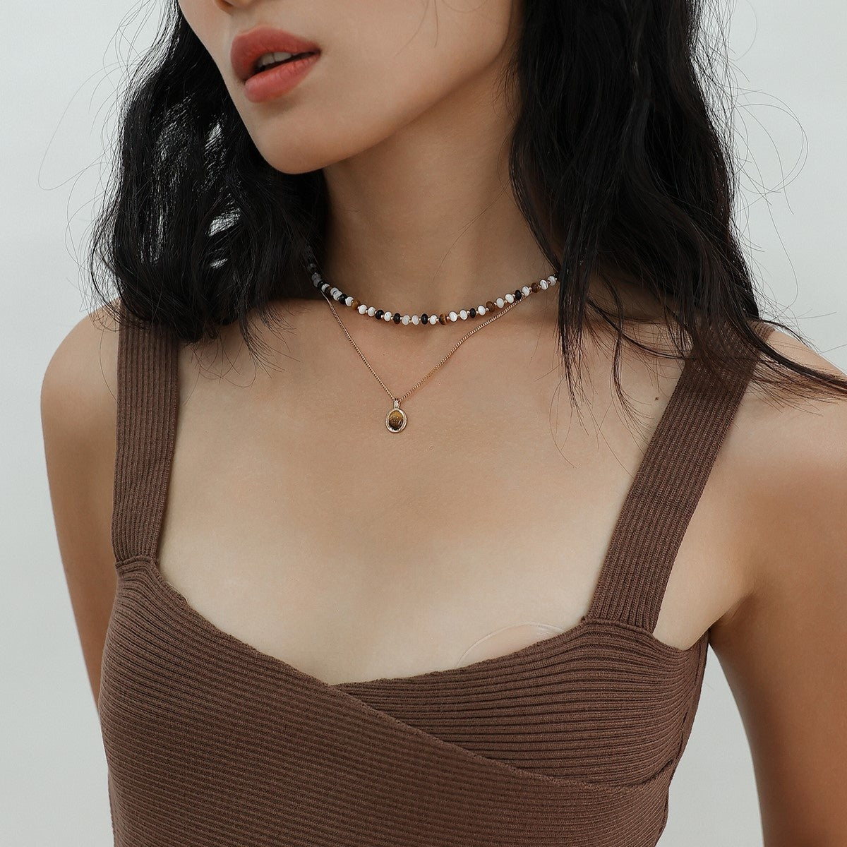 Black Agate Clavicle Chain Female Titanium Steel Ornament