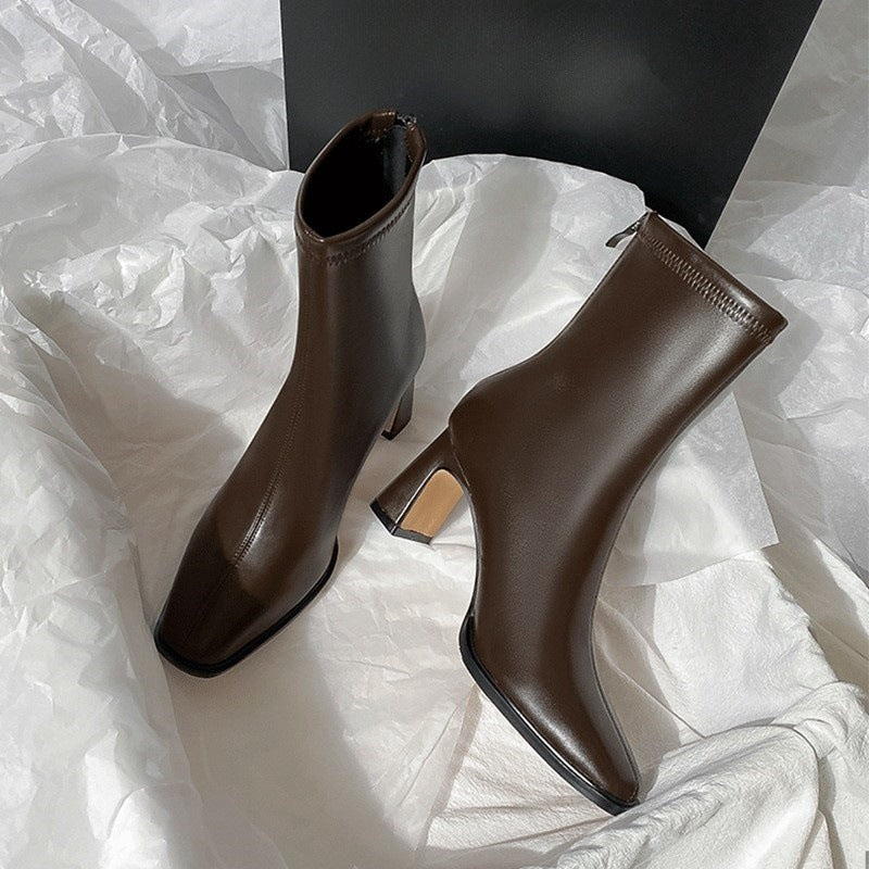 New Brown Brushed Short Boots For Women